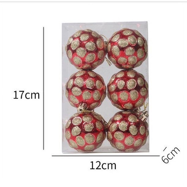 Paquete de bola de Navidad, adornos de Navidad de plástico inastillables, para colgar, para árbol de Navidad, día festivo, bodas, fiestas(N)(6 piezas)