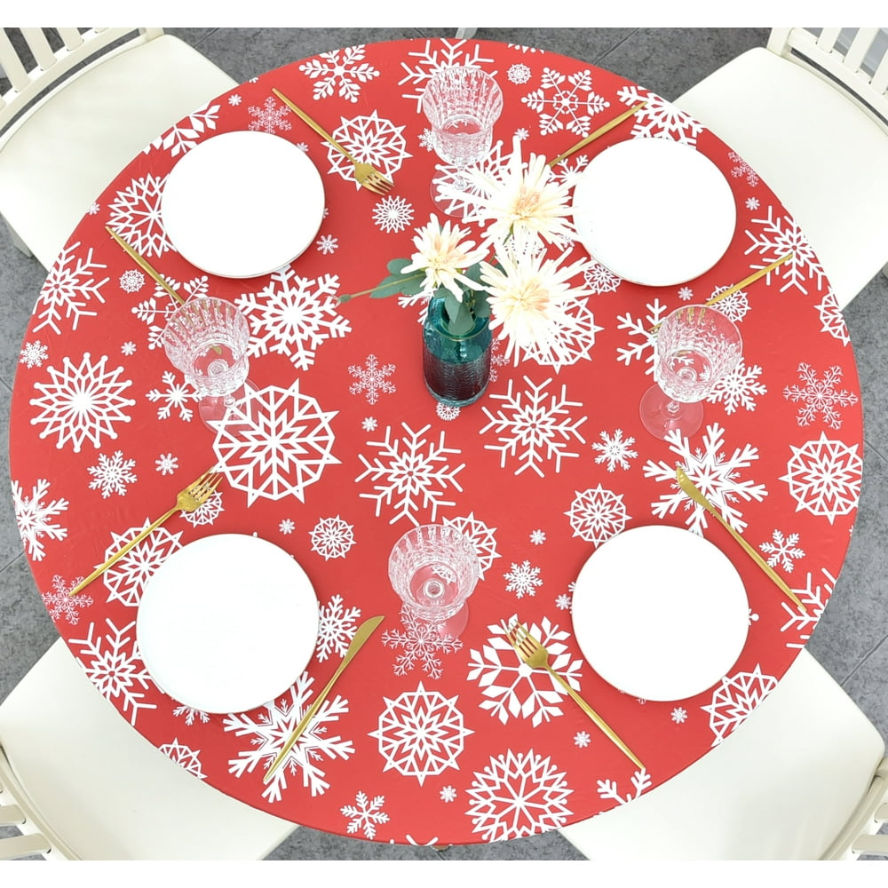 Rally Home Goods Indoor Outdoor Patio Round Fitted Vinyl Tablecloth