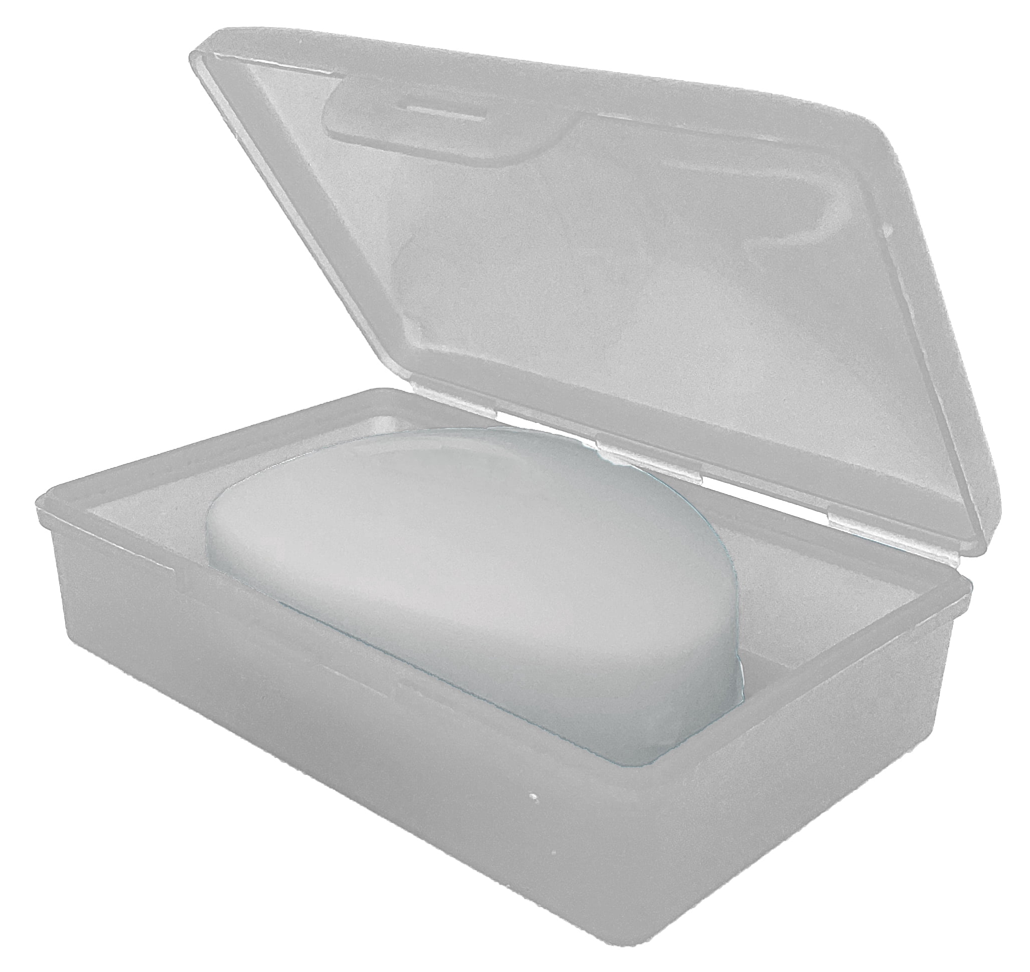American Comb 4-Pack Soap Travel Boxes With Lids - Purple, White, Pink & Blue Hinged Plastic Cases