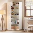 thumbnail image 4 of Tribesigns Corner Shelf, Modern 9-Tier Corner Bookshelf, Easy-to-Assemble, Wooden Standing Display Shelf, 64.96" Tall Corner Shelves for Living Room, Kitchen, Bathroom, Bedroom, Home Office (White), 4 of 7
