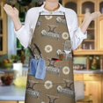 thumbnail image 6 of Brown Highland Cow Daisy Farmhouse Pattern Apron-Garden Aprons for Women with Pockets-Cotton Linen Waterproof Kitchen Cooking Gardening Aprons Adjustable for Kitchen,Cooking,BBQ and Salon 33x27 Inch, 6 of 7