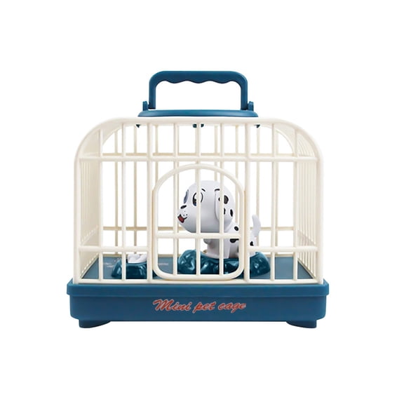 Blue Electronic Induction Puppy Toy Blue Simulation Dog Walking Barking Light Up Sound Robot Cage Pet For Kids
