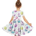 thumbnail image 4 of Girls Middle Aged Easter Dress Funny Bunny Eggs Graphic A Line Dress Casual Short Sleeved Round Neck Midi Dresses White 9-10 Years, 4 of 5