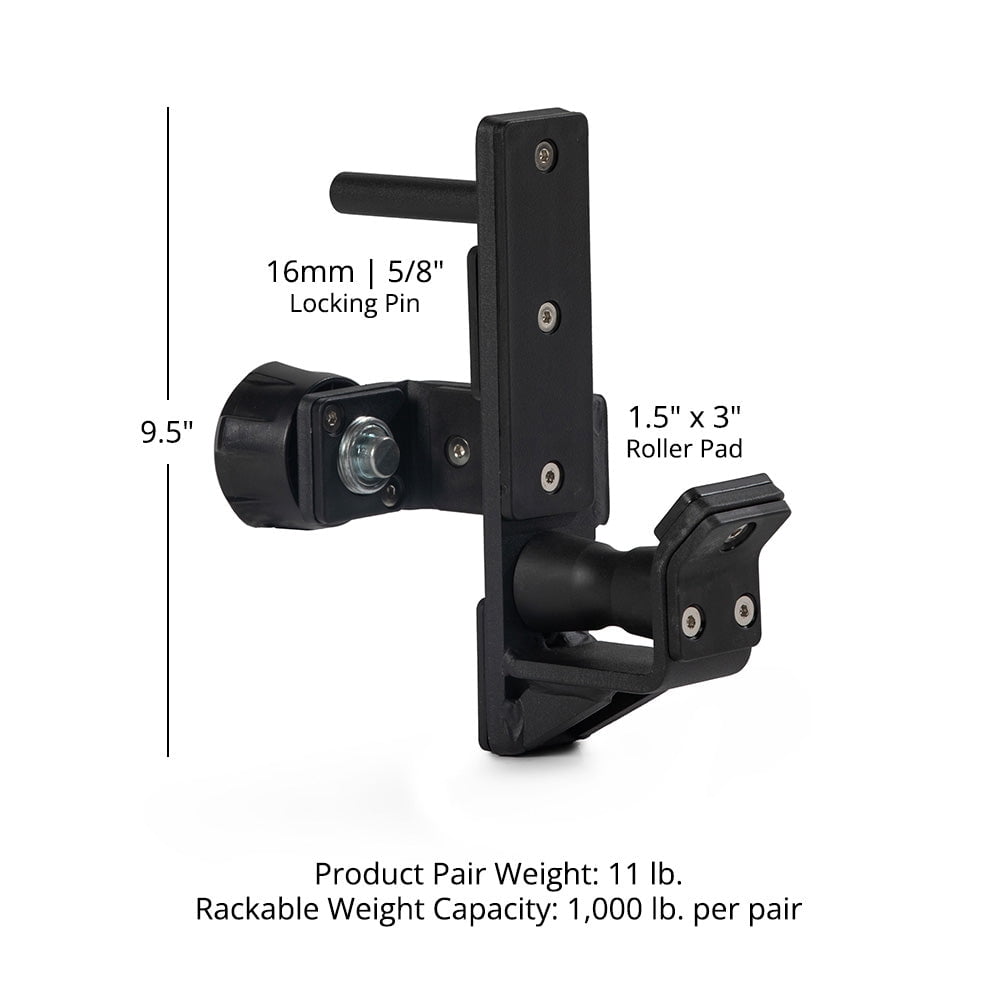 Titan Fitness T-3 Series Quick Release Roller J-Hooks, 1,000 LB Rackable Capacity, Fits 2" x 3" Uprights, 16mm Pop-Pin