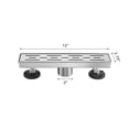 thumbnail image 2 of 12In Linear Shower Drain Stainless Steel Floor Drain with Removable Brick Pattern Grate Cover Hair Strainer Leveling Feet for Bathroom Kitchen Basement Laundry Balcony Hotel Tile Insert, 2 of 6