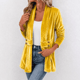 thumbnail image 5 of Shawl Collar Velvet Jacket for Women Open Front Long Sleeve Longline Cardigan Button Detail Dressy Going Out Business Casual Work Office Winter, 5 of 6