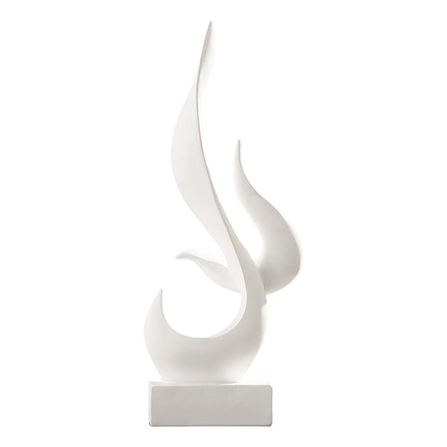 Abstract Art Modern Decor Sculpture Flame Shape Ornament Table Centerpiece Decor White
