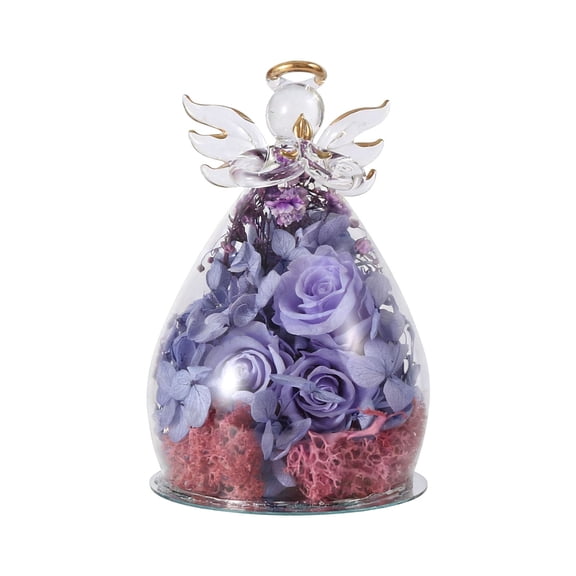 Birthday Gifts for Women Mom Fresh Flowers for Delivery Forever Preserved Rose in Glass Angel Figurine for Grandma Wife Sister Her Friends Daughter,4.9"x3.1"