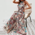 thumbnail image 5 of Vestidos largos bohemios de moda de verano para mujer, vestidos con cordones, cuello halter, sin mangas, sin espalda, vestido elegante con estampado para fiesta y vacaciones para mujer, 5 of 5