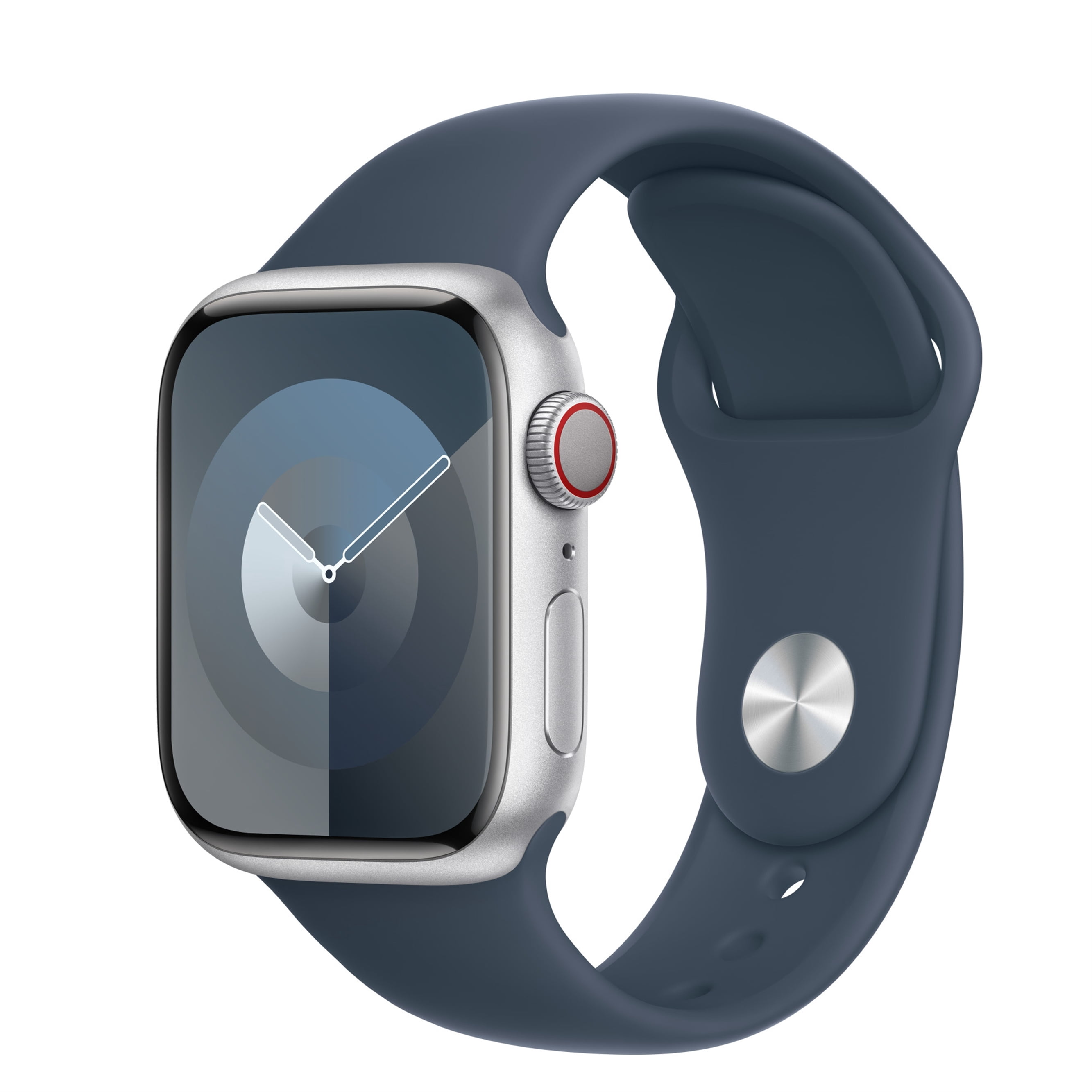 Restored Apple Watch Series 9 (GPS + Cellular) 41mm Silver Aluminum Case with Storm Blue Sport Band (Refurbished)