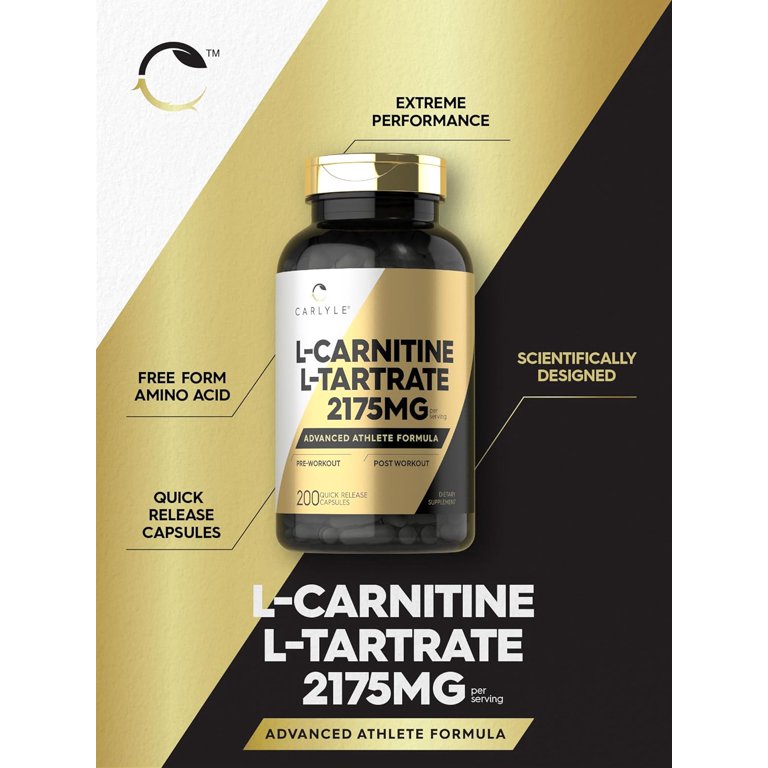 L Carnitine 2175mg | 200 Capsules | Advanced Athlete Formula | Workout  Supplement | As L-Carnitine L-Tartrate | By Carlyle