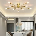 thumbnail image 5 of Garwarm 10 Lights Modern Sputnik Ceiling Chandelier Gold Industrial Ceiling Lamp Mid Century Semi Flush Mount Ceiling Light Fixture for Kitchen Dining Room Living Room Bedroom Foyer Lighting, 5 of 13