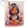 thumbnail image 1 of Cortina de ducha Pocahontas, juego de cortinas de ducha con dibujos animados encantadores para niños, niñas, dormitorio universitario, baño, accesorios de decoración de bañera a prueba de agua con 12, 1 of 8