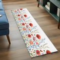 thumbnail image 4 of Red Flower Runner Rug 2x6 Washable Kitchen Rug Non-Slip Lightweight Thin Soft Low Pile Bathroom Runner Botanical Blue Plant Pink Garden Poppy Floral Carpet for Hallway Laundry Room Bedroom Entryway, 4 of 9