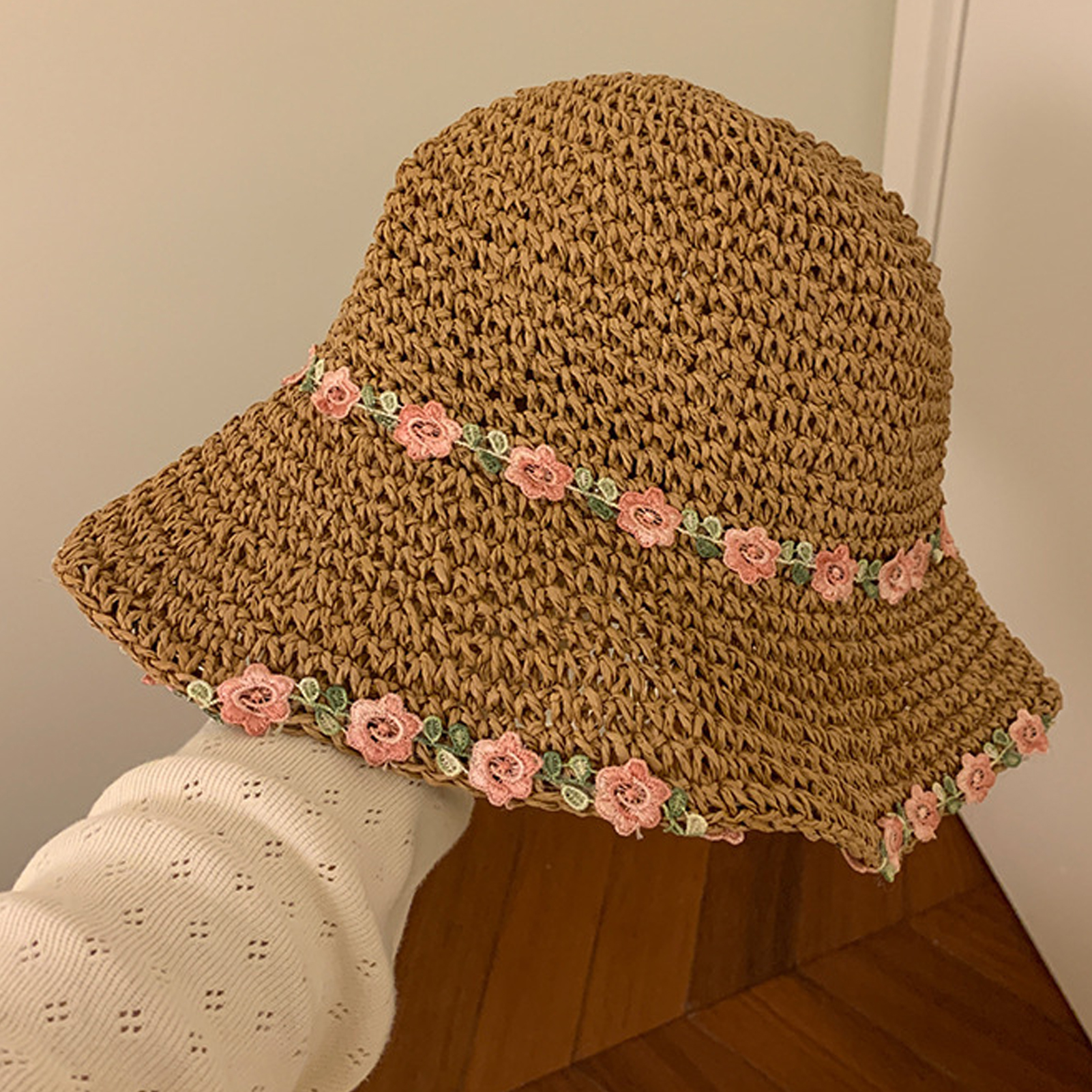1pc women Shell Decor Hollow Out Straw Hat Sun Hat For Women Women main image 4