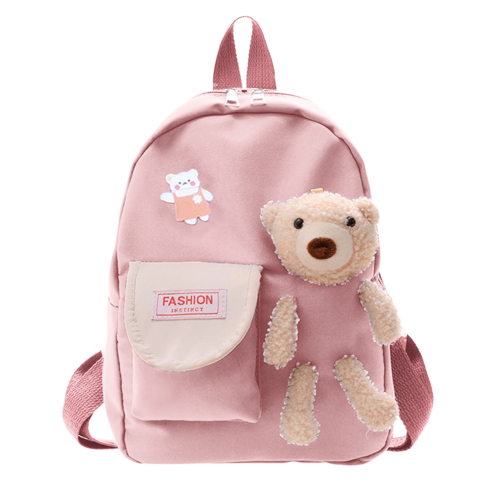 Lattice Cute Bear College Student Rucksack Fashion Casual Book Bags Large  Capacity Japanese Style Adjustable Strap