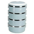 thumbnail image 3 of Bento Lunch Box, Vent Portable Cylinder Lunch Container Pressure Cooker Principle Ergonomic Arched Handle  For Outdoor For School Four Layers Nordic Blue, 3 of 8
