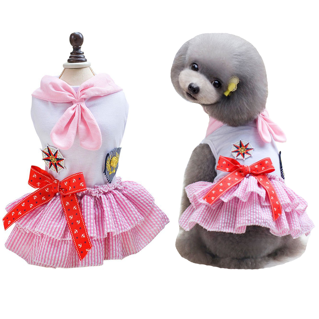 Classic Sailor Dog Skirt Small Pet Cat Tutu Dresses Puppy Clothes ...