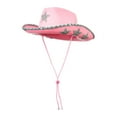 thumbnail image 3 of Segolike Cowboy Hat Cowgirl Hat Rhinestone Wide Brim Cap Portable Sun Protection Gentleman Jazz Hat Party Hat for Camping Adults Women pink, 3 of 8