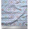 thumbnail image 1 of Soimoi Blue Silk Fabric Damask & Wreath Ethnic Printed Fabric 1 Yard 42 Inch Wide, 1 of 1