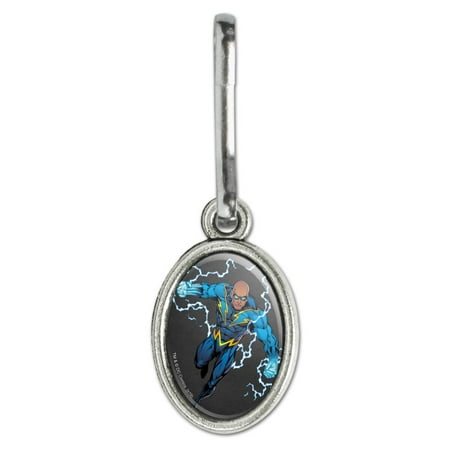 Justice League Black Lightning Character Antiqued Oval Charm Clothes Purse Suitcase Backpack Zipper Pull Aid