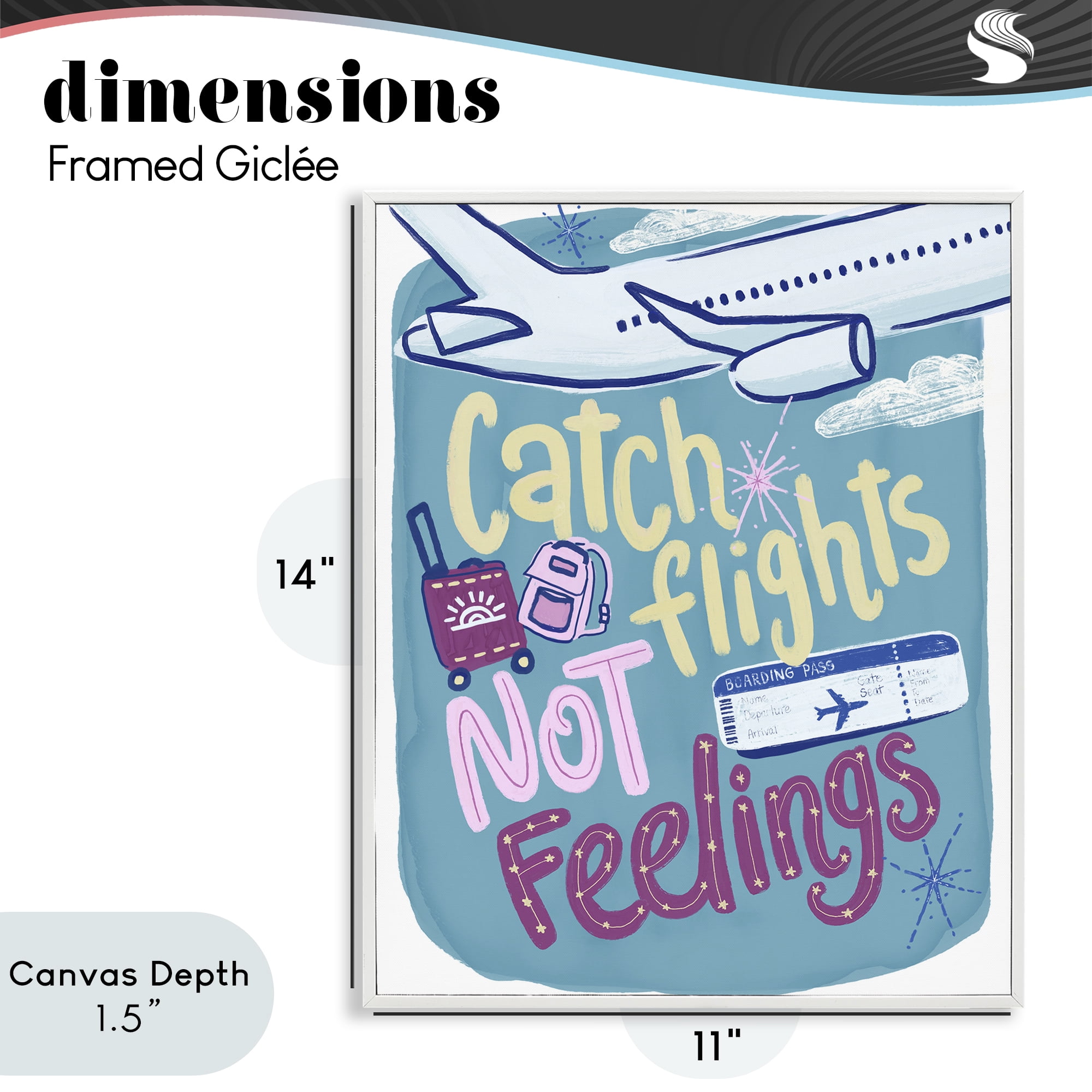 Stupell Industries Catch Flights Not Feelings White Framed Giclee Art, design by Connie Summers