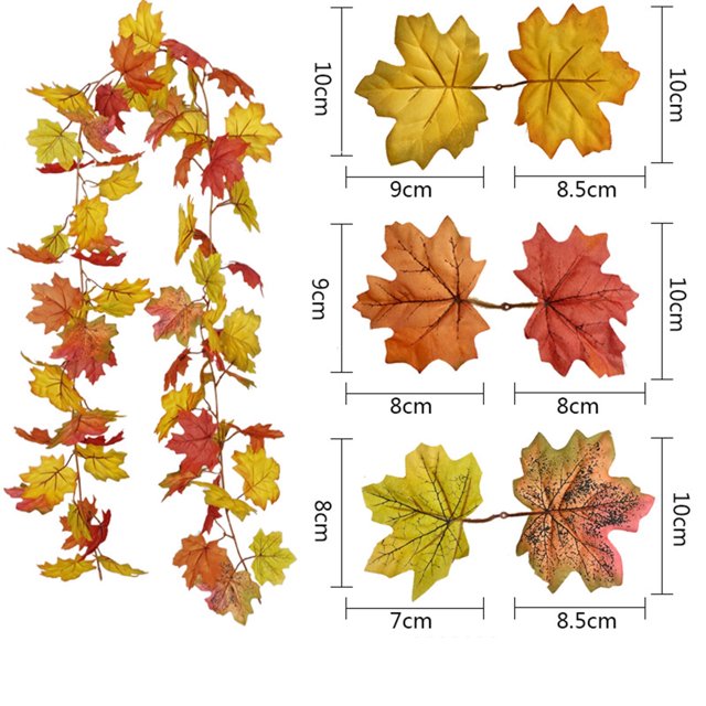 AKEGAMN Fall Decor Festival Simulation Maple Leaf Rattan Decoration Christmas Party Wall Hanging Maple Leaf Rattan