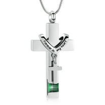 Double Cross Urn Necklaces for Ashes Birthstones Cremation Pendant Urns for Human Ashes Memorial Keepsake Locket Jewelry Memorial Urn Jewelry