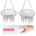 thumbnail image 7 of Gray Woven Hammock Chair, Dual Suspension Styles, 100% Breathable Cotton, Boho Swing Chair, Ceiling Hanging Chair, Bedrooms, Gardens, Cafes​, 7 of 7
