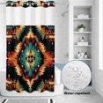 thumbnail image 2 of No Hook Shower Curtain, Boho Orange Teal Shower Curtains for Bathroom with See Through Top Window, Geometric Vintage Southwestern Ethnic Waterproof & Washable Bath Curtain Stand Up Stall 36"x72", 2 of 9