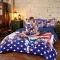 thumbnail image 3 of Manfei Bold Eagle Twin Bedding, Fourth of July American Flag Bedding Comforter Set, Red White Blue Brown, Navy Reversible 7pcs, 3 of 6