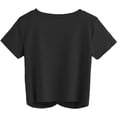 thumbnail image 5 of Dinheiro Camiseta corta de verano para mujer, camiseta de manga corta sólida con frente torcido, grande,, 5 of 5