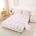 thumbnail image 2 of spefrowx Cute Pink Striped Bow Queen Sheets for Girls, Cartoon Polka Dot Queen Sheet Sets, 4-Piece, 1 Flat Sheet, 1 Fitted Sheet and 2 Pillowcases, 2 of 6