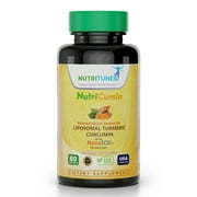 Nutritunes NutriCumin 1000mg Liposomal Turmeric Curcumin with NovaSOL (60 Softgels) | for Joint Health - Non-GMO, GMP-Certified, and Allergen Free