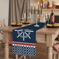 thumbnail image 6 of Navy Blue Coastal Cotton Linen Table Runner for Dining Kitchen, Nautical Ocean Sea Rudder Abstract Art Wedding Outdoor Party Tablerunners, Dresser Scarf Coffee Tablecloth Runners 13x72 Inches, 6 of 8