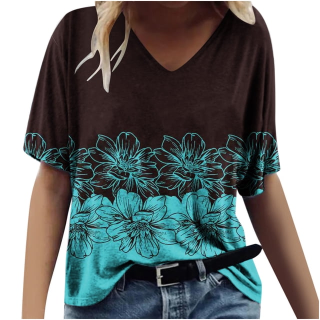 T-Shirts Graphiques pour Femmes Mode Imprimée Décontractée Col en V Manches Courtes T-Shirt Ample Hauts Manches Courtes pour Femmes Hauts Manches Courtes Soyez Gentil T-Shirts pour Femmes