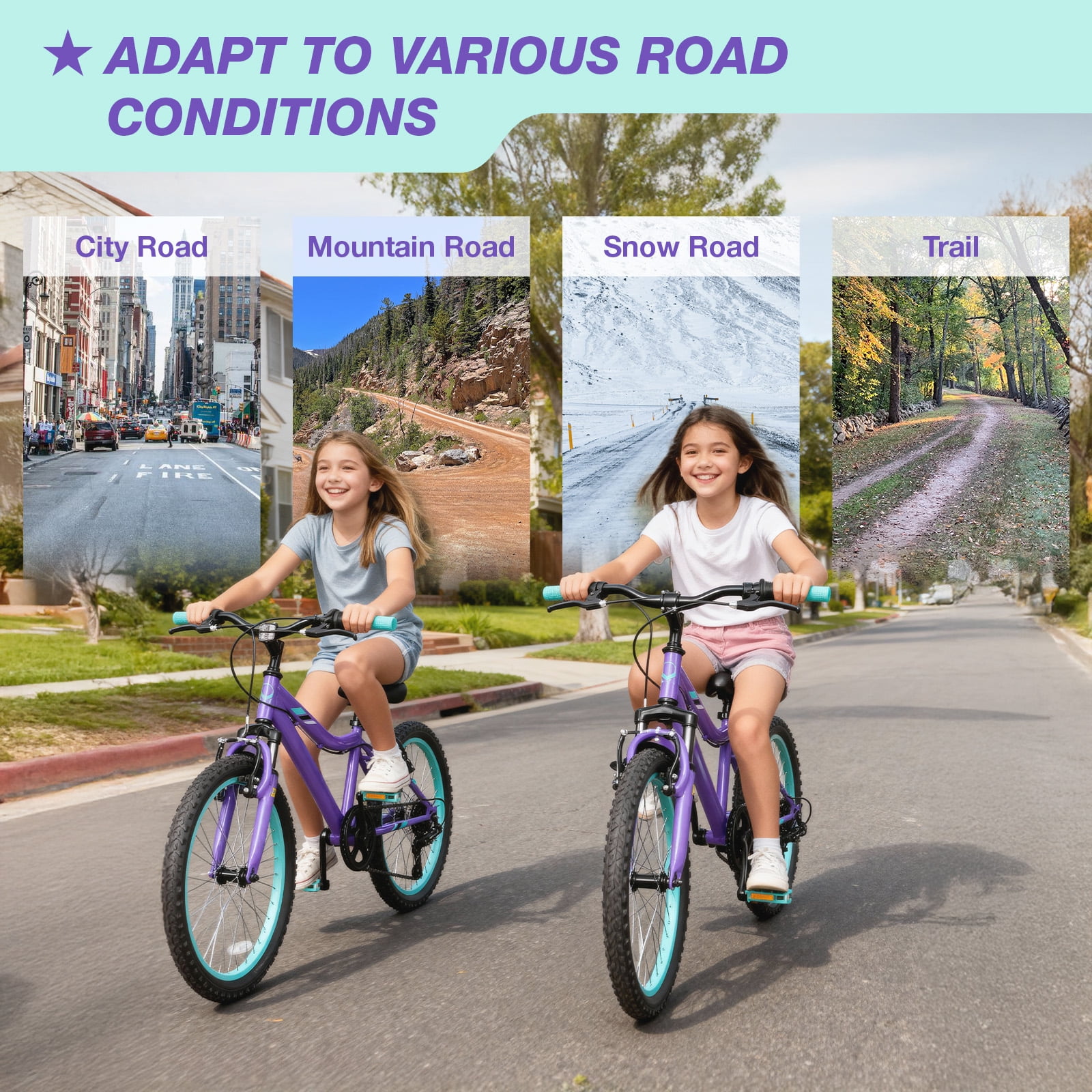 Hykolity 20 inch Kids Mountain Bike,6 Speed Kid Bicycle Age 6-11 Year Old with Front Suspension Fork,Adjustable Seat Height,High-Carbon Steel,Purple