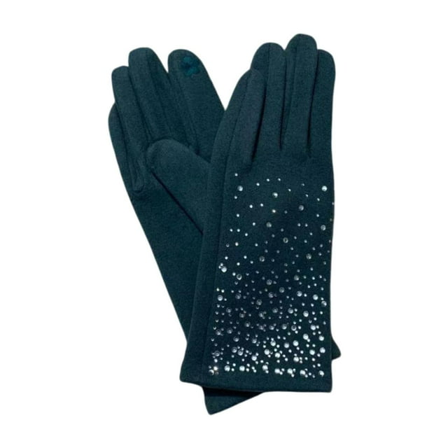 TISHITA new starry glass diamond warm gloves with thickened touch screen functionality Lake Blue