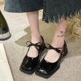 thumbnail image 1 of Sweet Date Red Mary Jane Tacones altos Mujer Square Toe Tacones gruesos 2023 Spring Bow Tacones altos Mujer Retro Single Shoes39 Gao Jinjia LED, 1 of 2