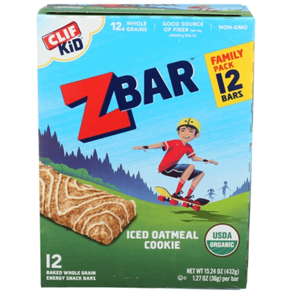 Clif Kid Organic Iced Oatmeal Cookie Z Bars 12 Pack 1.27 oz - Pack of 2