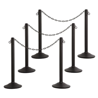 Costway 6Pcs Durable Plastic Stanchion, 40'' Chain, C-Hooks