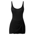 thumbnail image 4 of PMVFHDE Womens One Piece Swimsuit Solid Color Ribbed Swim Dress Skirted Bathing Suit, 4 of 9