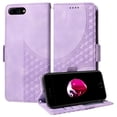 thumbnail image 2 of ELEHOLD For iPhone 8 Plus/7 Plus Leather Wallet Phone Case, Embossed Diamond Folio Flip Cover, Card Holder Cash Slot, Stand Support, Wrist Strap Lanyard -Purple, 2 of 10