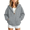 thumbnail image 2 of Boys Fashion Hoodie Jackets Loose Fit Lightweight Long Sleeve Casual Kids Zip Up Sweatshirt Gray 10 Years, 2 of 9