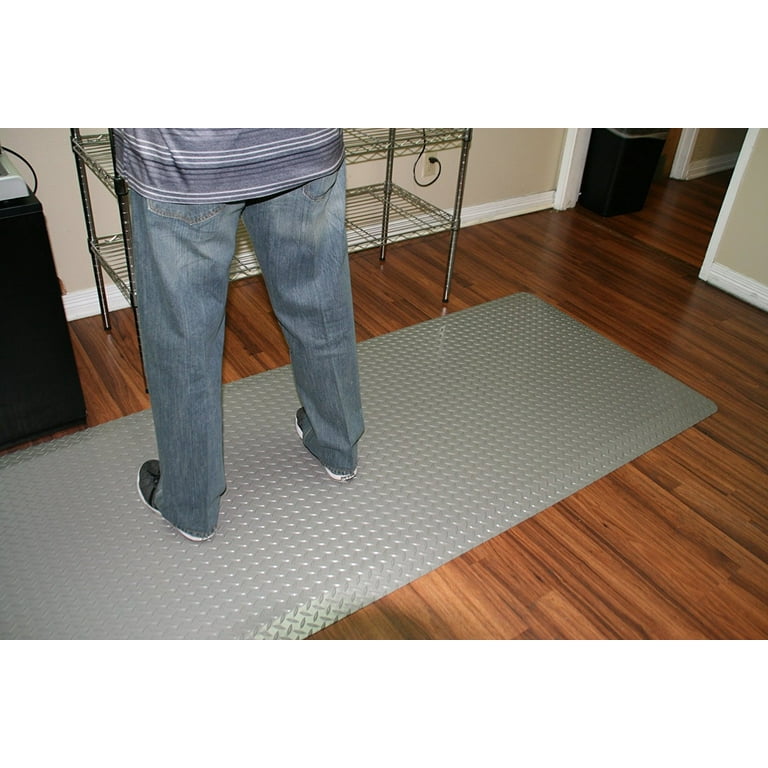 Premium Diamond-Plate Anti-fatigue Workstation Floor Mat- Black