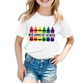 thumbnail image 1 of LUOGENLI T-Shirt pour Filles Enfants Mode Décontractée Imprimé Col Rond Ample Manche Courte T-Shirt Haut Chemises pour Filles Blanc 4-5 Ans, 1 of 4