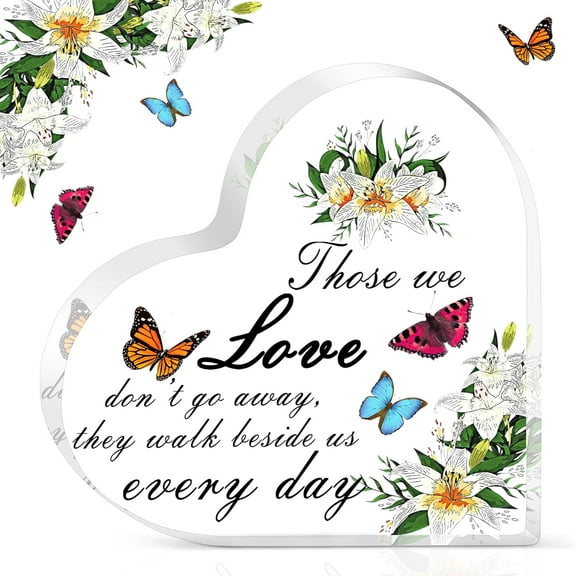 Yatojuzi Sympathy Gifts For Loss Of Loved One,4.7 X 4.7" Big Heart Acrylic Plaques,Memorial Bereavement Gifts For Family Relatives,Funeral Grief Gifts For Condolence,Remembrance Decorations