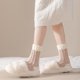 thumbnail image 4 of 1 par de calcetines cómodos de terciopelo coral hasta media pantorrilla, suaves, elásticos, gruesos, cálidos, largos, de felpa, de fibra de poliéster, para dormir mensualmente para mujer., 4 of 8