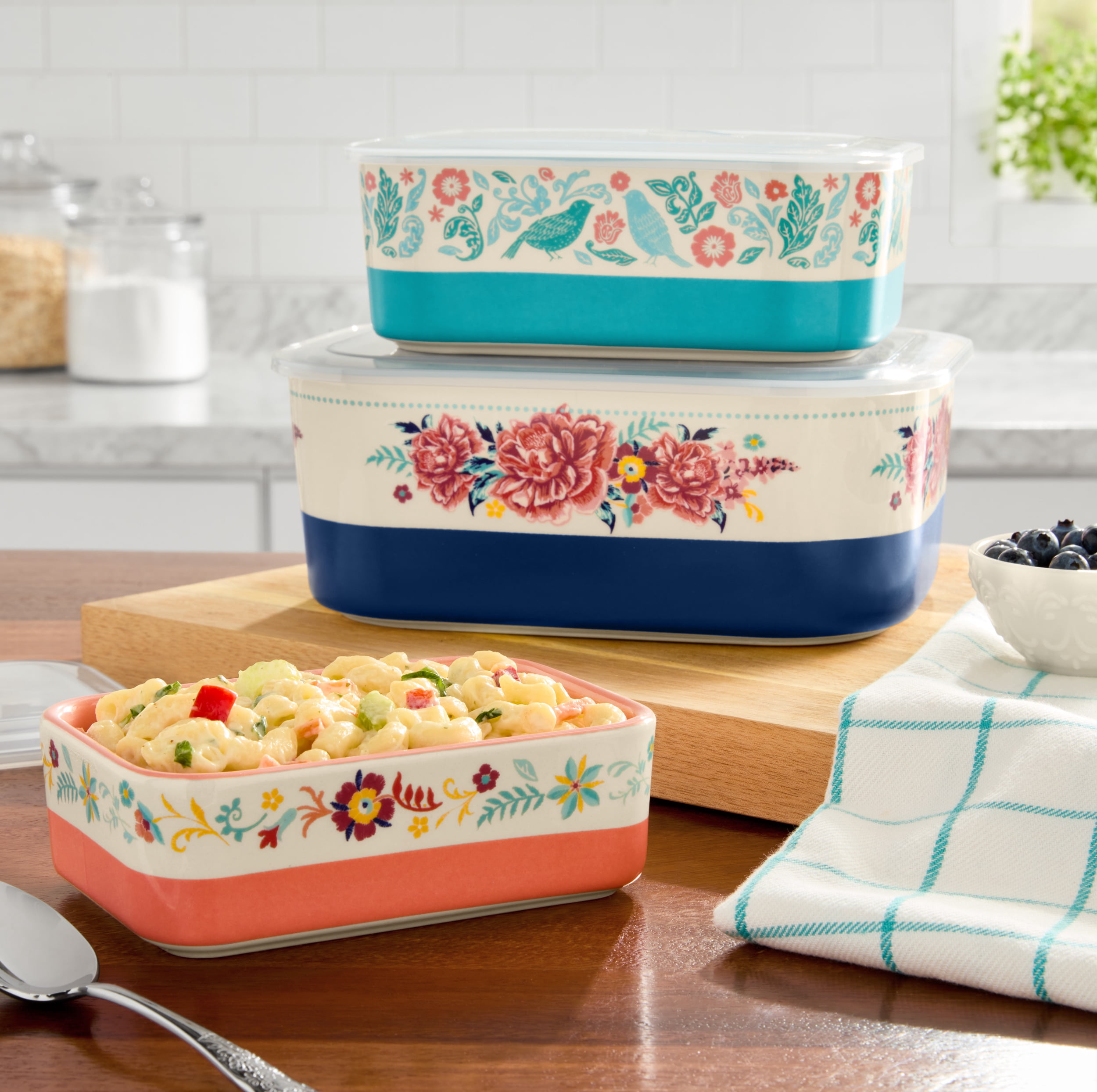 The Pioneer Woman Keepsake Floral 6-Piece Rectangular Ceramic