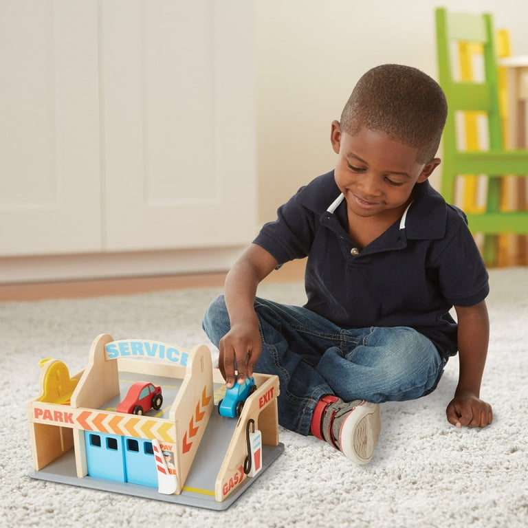 Free Shipping Melissa Doug Service Station Parking Garage With 2 Wooden Cars and Drive Thru Car Wash Walmart